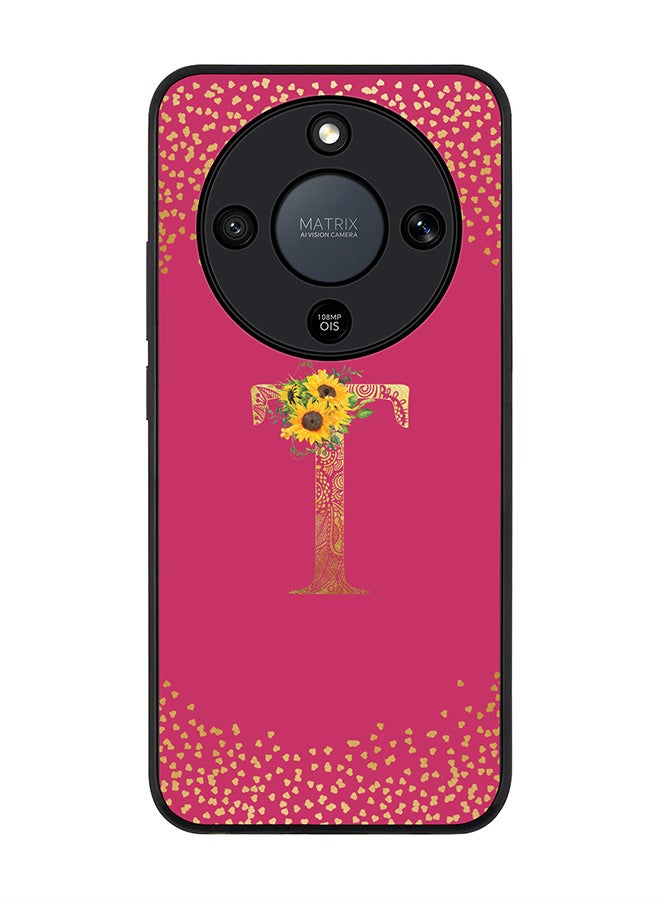 For Honor X9d / Magic8 Lite / X70 Case,Slim fit Camera Protection, Shockproof Thin Phone cover  - Custom Floral Monogram - T ( Deep Pink )